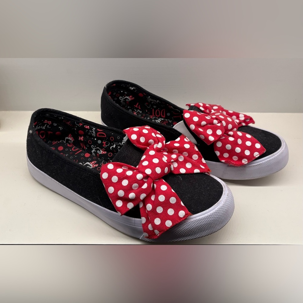 Disney Black Flats with Red Polka Dot Bow